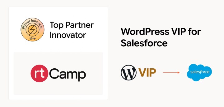 WordPress VIP Top Partner Innovator award badge for 2022, given to rtCamp for building the WordPress VIP for Salesforce integration.